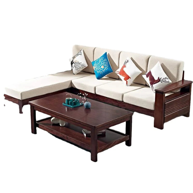 For Hot Sale Fashion Wooden Sofa Set Restaurant Furniture Modern Living Room Sectional Solid Wood  Luxury