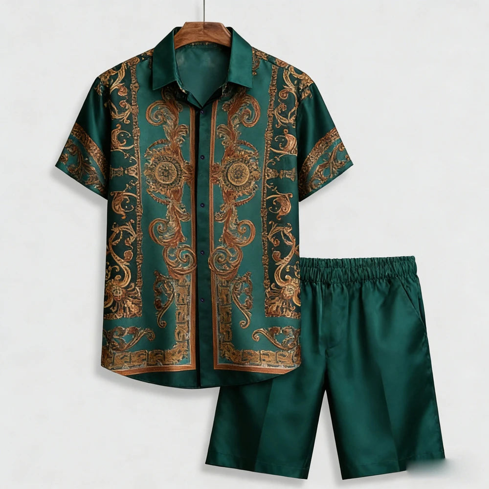 Men's New Summer Shorts Suit European Pattern 3D Printed Shirt Shorts Hawaiian Vacation Design Men's Clothes Fast Shipping