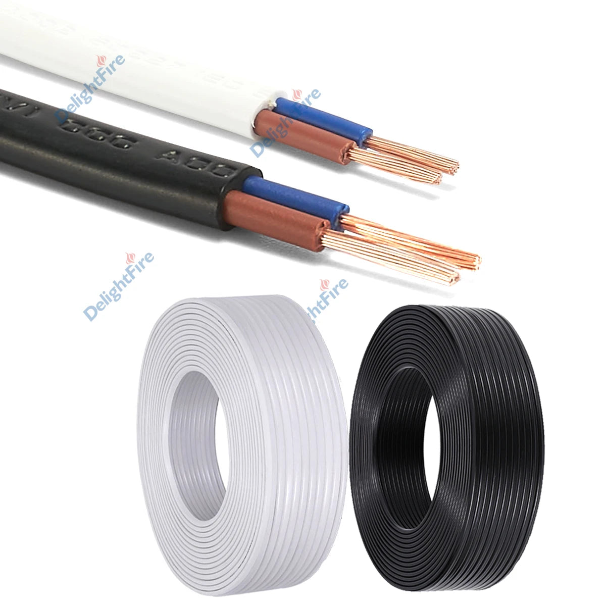 0.75mm² 2 Core Electrical Wire PVC Sheathed Wire 18AWG RVV Copper Signal Cable For LED Lights Automotive Power Cord DIY Project