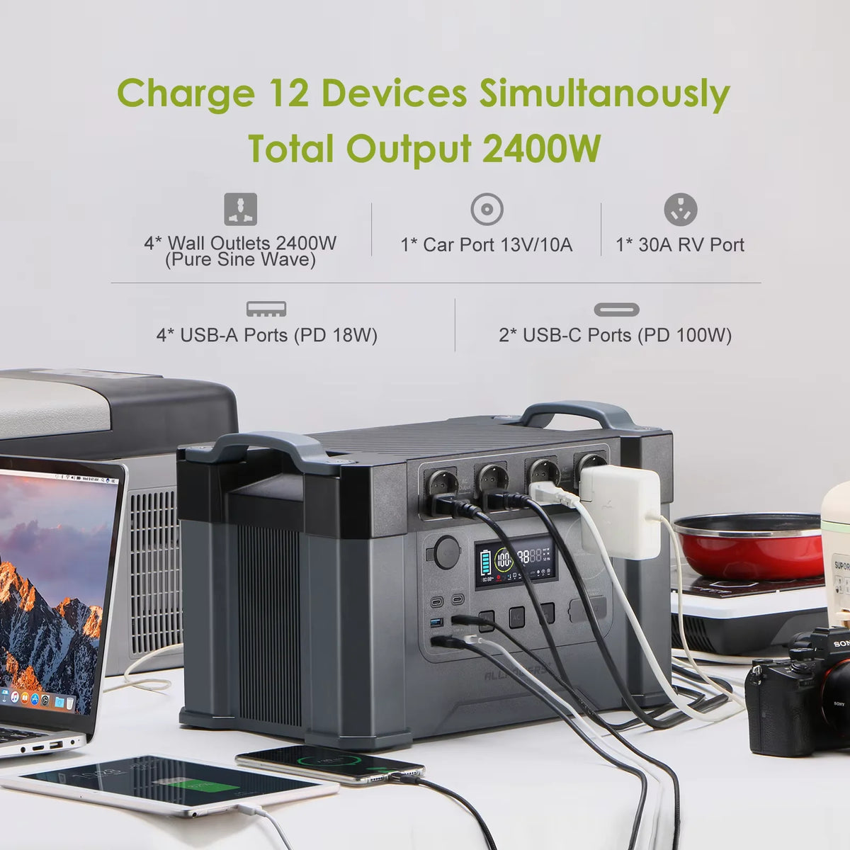 ALLPOWERS 2000W / 700W / 300W / 200W Portable Power Station Solar Generator Emergency Power Supply Fit for Iphone Camping Travel