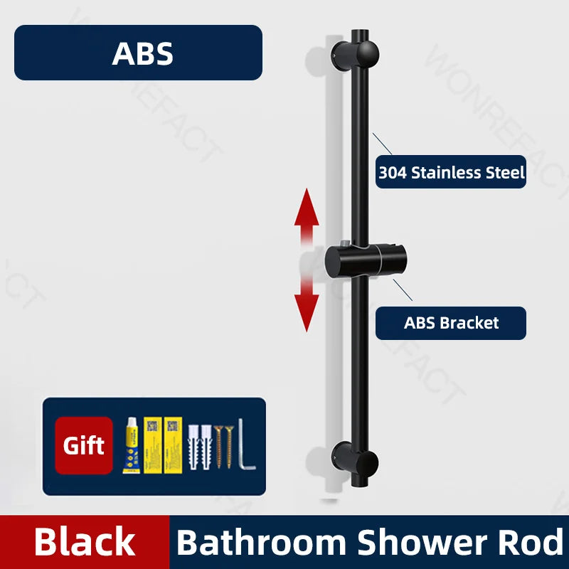 Bathroom Shower Seat Holder Rod Rail Wall Mounted Shower Slide Bar Adjustable Handheld Shower Bracket 304 Stainless Steel