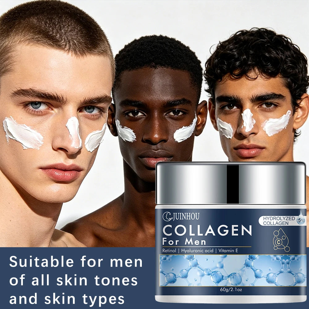 JUINHOU Men's Daily Anti-aging Hydration Face Cream Collagen Retinol Moisturizing Oil Control Firming Skin Refreshing Non-Greasy