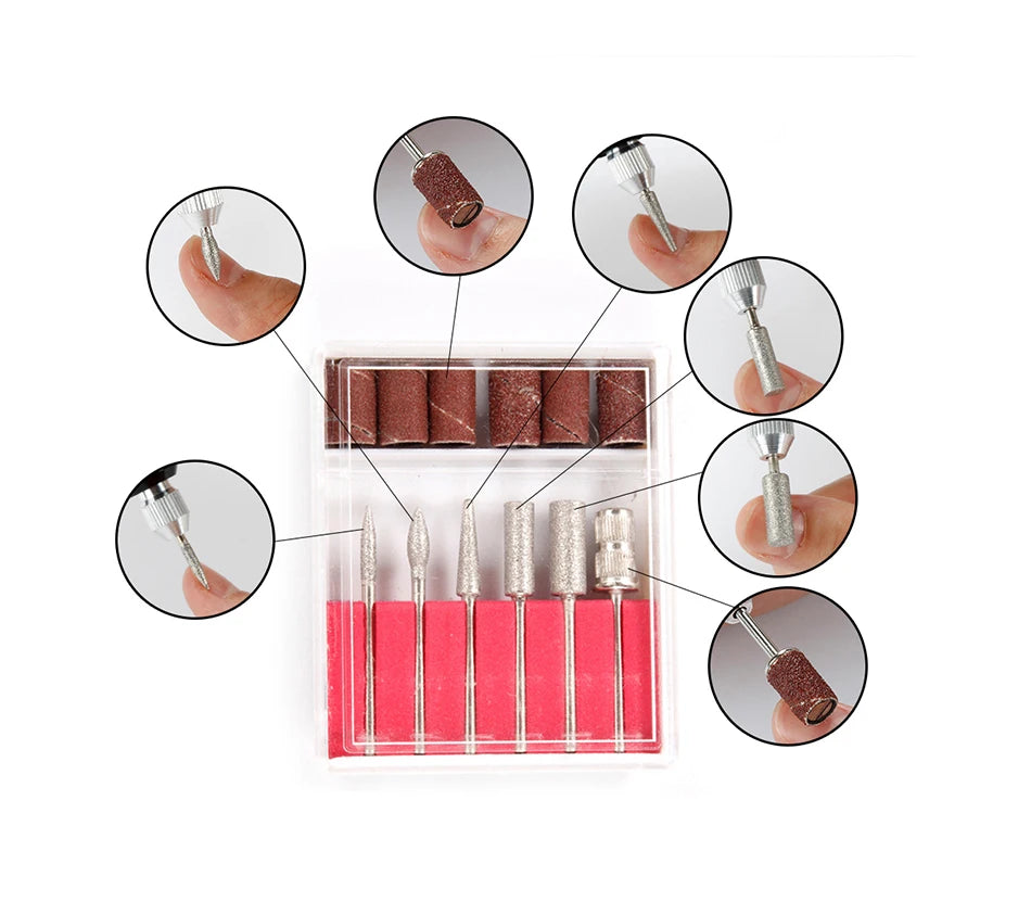 20000RPM Professional Nail Drill Machine Set Nail Files Drill Bits Gel Polish Remover Tools Low Noise Cutters Nail File Kit