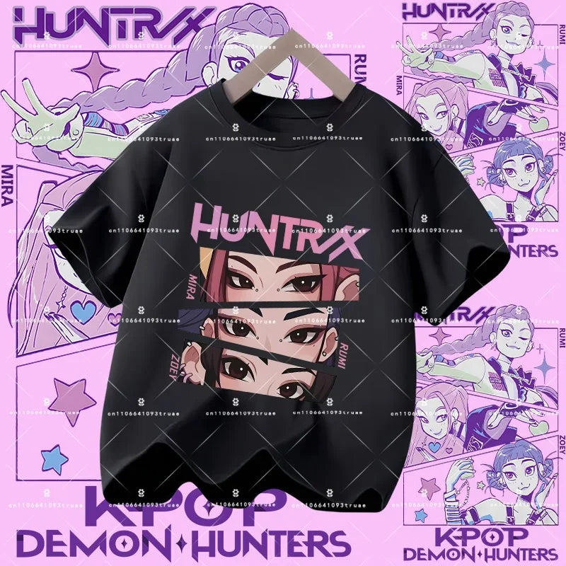 Kpop Demon Hunters Parent Child Halloween Kpop Demon Hunters TShirt Harajuku Casual Fashion Cotton Kid's Tshirt Cosplay Clothing