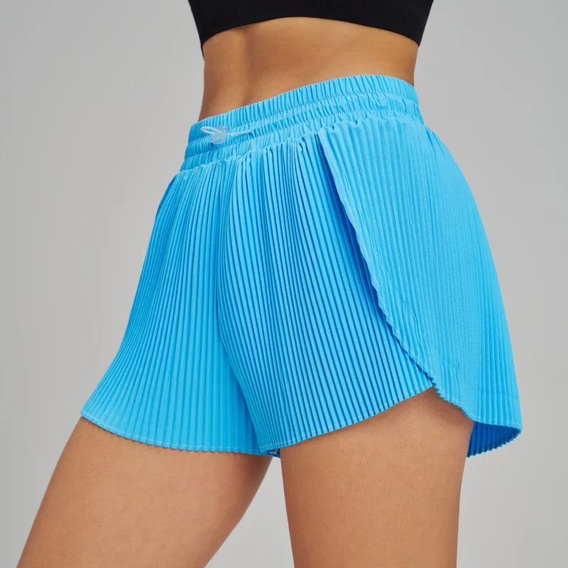 Fitness Sports Pants Women's High Waist Quick Dry Shorts Skirt Design Inner Lining Outdoor Running Shorts with Hidden Pocket
