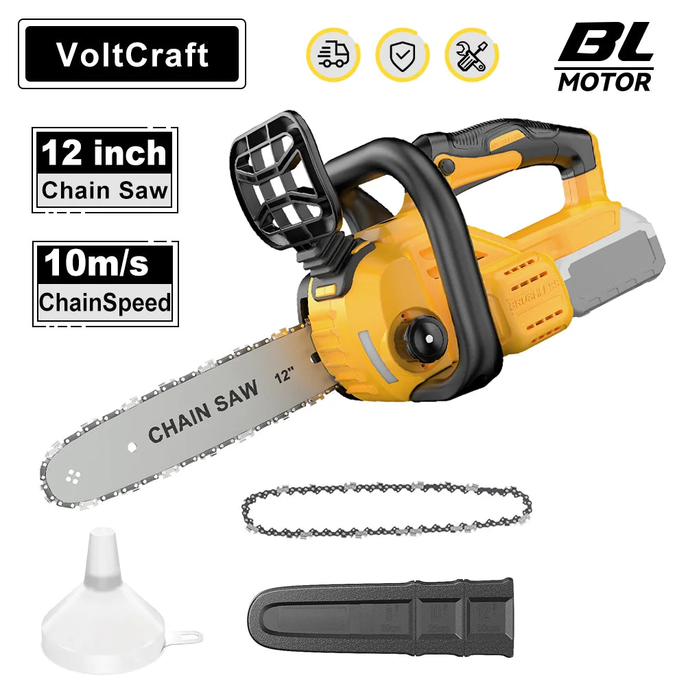 Brushless 12 Inch Electric Chain Saw Wireless With Oiler Gardening Tools Cordless Portable Chainsaw for Dewalt 20V Battery
