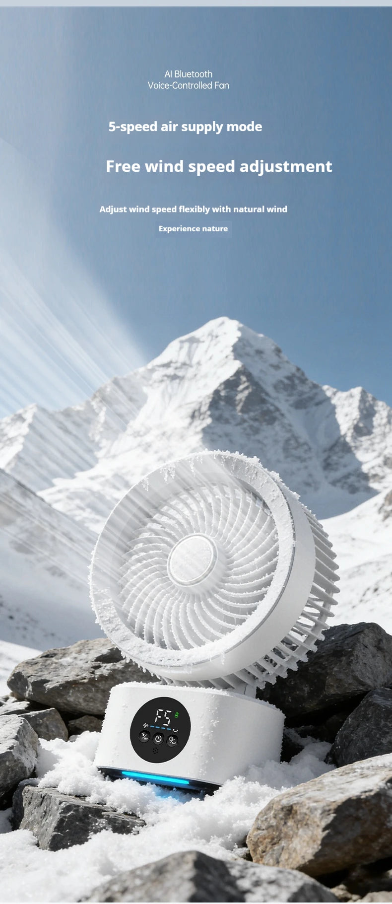 HOMEFISH USB Rechargeable Wall‑mounted Fan Foldable Swivel Portable Fan Built‑in Night Light Household Air Cooling Fan