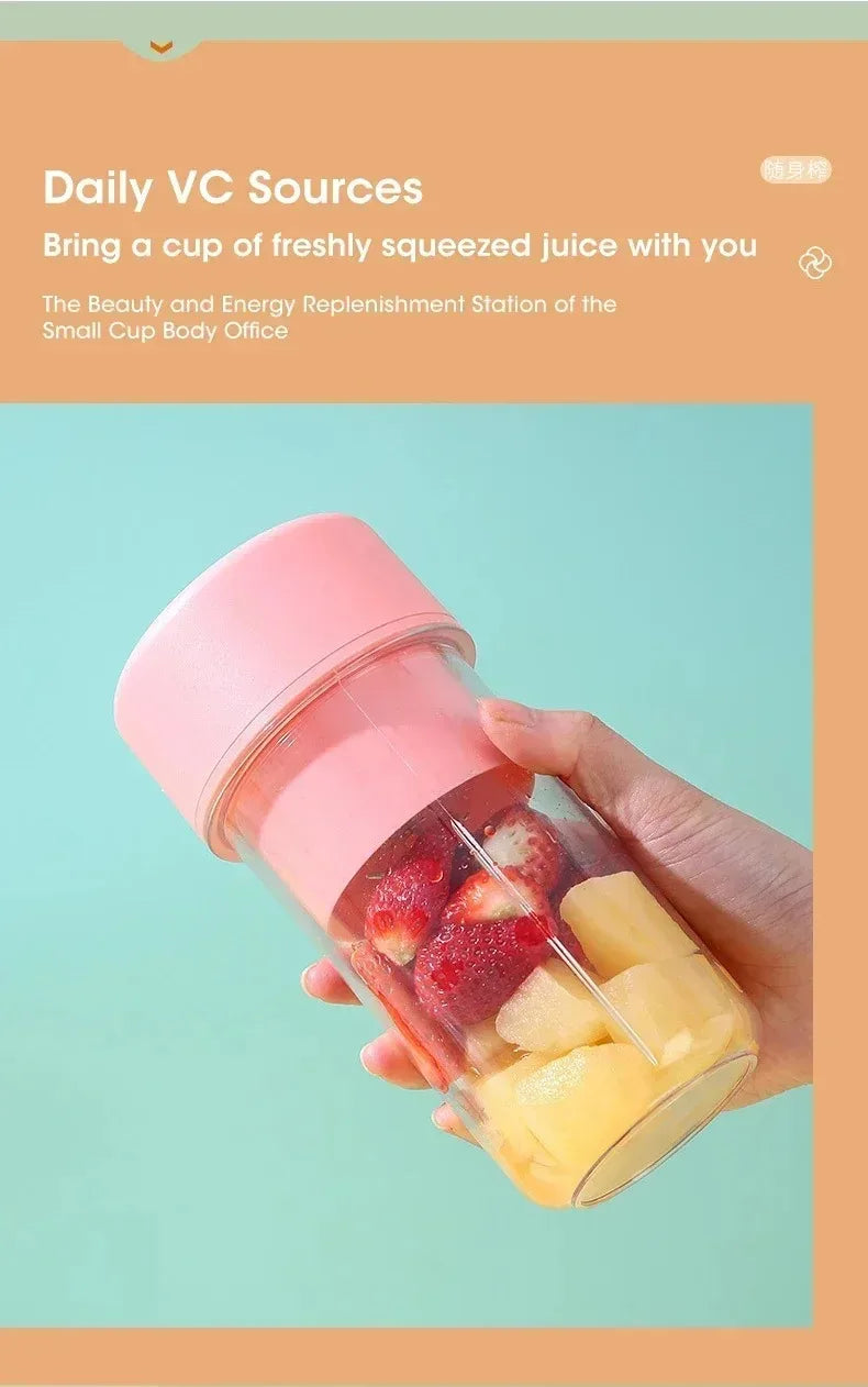 Portable USB Rechargeable Electric Juicer Cup 300ml with Straw for Smoothies and Shakes at Home Outdoor Office