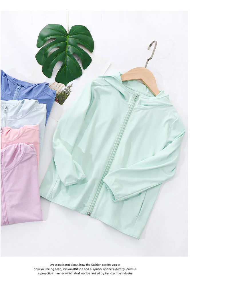 New Arrived Summer Children Girl Boy Sunscreen Clothing Kids Baby Top Coat Teenager 110-180 3-18 Year Students Jacket With Hat