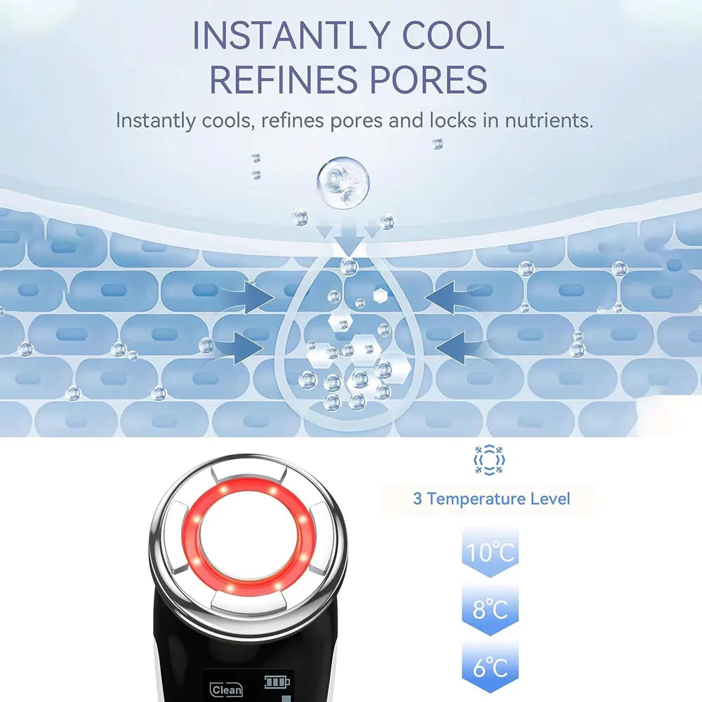 Facial Massager Microcurrent Face Lifting Deep Cleaning Wrinkle Removal Cool Compress Skin Tighten Skincare Beauty Device