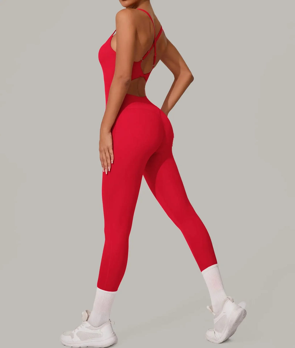 Wholesale Gym Clothes Woman Yoga Set Padding Women's Gym Jumpsuit Activewear Sportswear Push Up Fitness Sports Overalls Purple