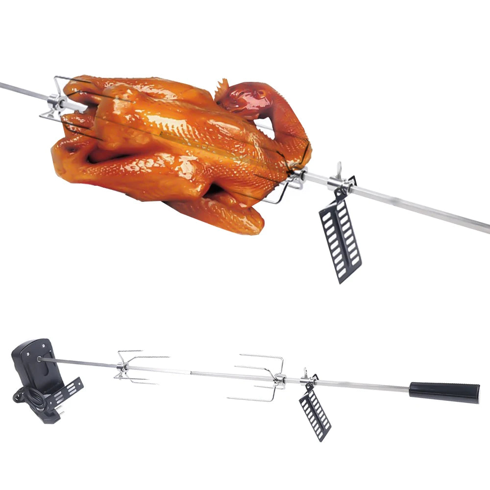 Professional BBQ Electric Skewer 360° Automatic Rotating Skewer Stainless Steel Grill Spit Rotisserie Skewer Camping Roaster Kit