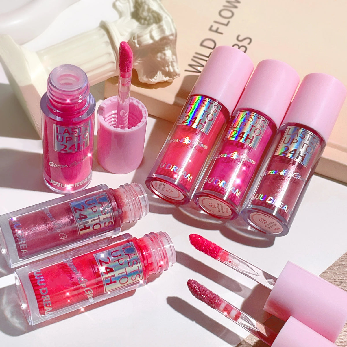 Flowing light Glitter Lip Glaze Long Lasting Lip Gloss Waterproof Liquid Lipstick Makeup Lip Oil Lip Tint Moisturizing