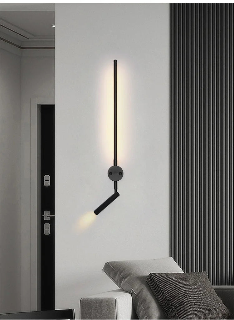 Modern LED Wall Lamp with Switch Bedroom Light Stairs Hallways Living Room Nordic Art Background Decor Black Lights Bathroom