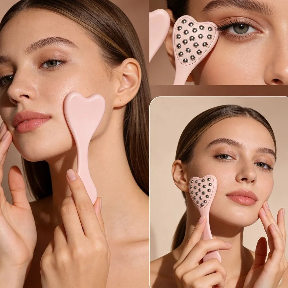 20 Beads Design Point Pressing Massager Reduce Puffiness Skin Scraping Facial Roller Face Lifting and Tightening