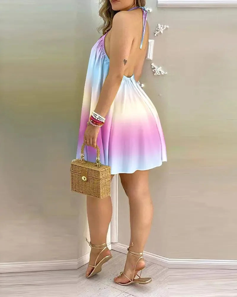 Women's 2026 Summer Off-Shoulder Tie-Up Dress – Loose Fit Print Maxi Dress, Sexy Vacation Beach Dress