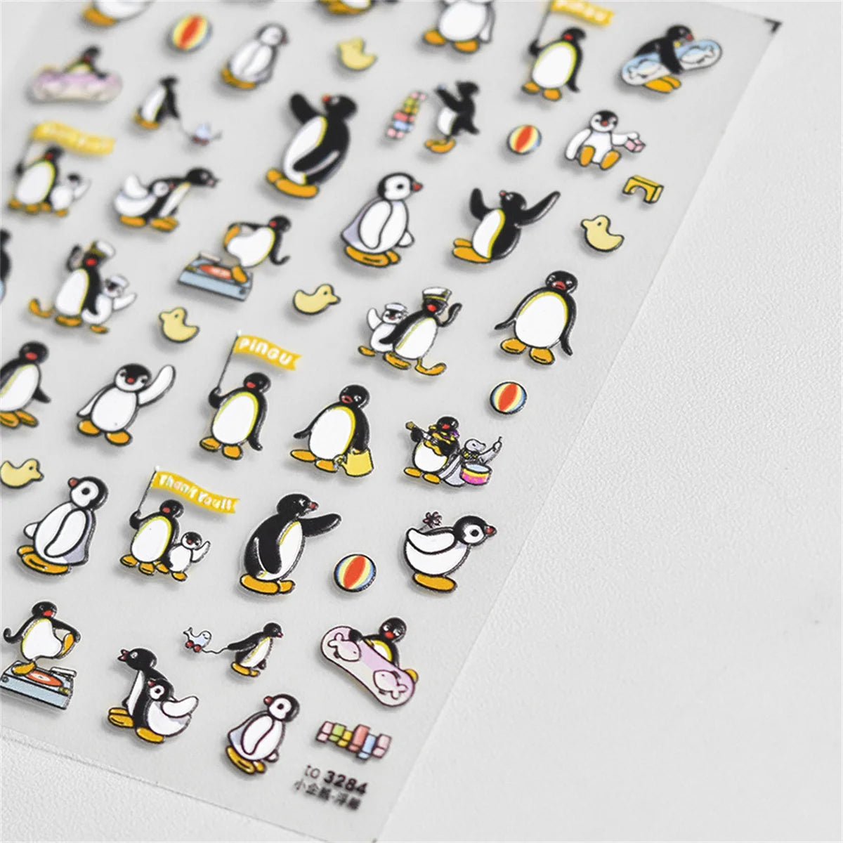 1pcs 5D Kawaii Penguin Nail Stickers Cartoon Animals Self Adhesive Nail Art Decorations Sticker Manicure Decals DIY Accessories