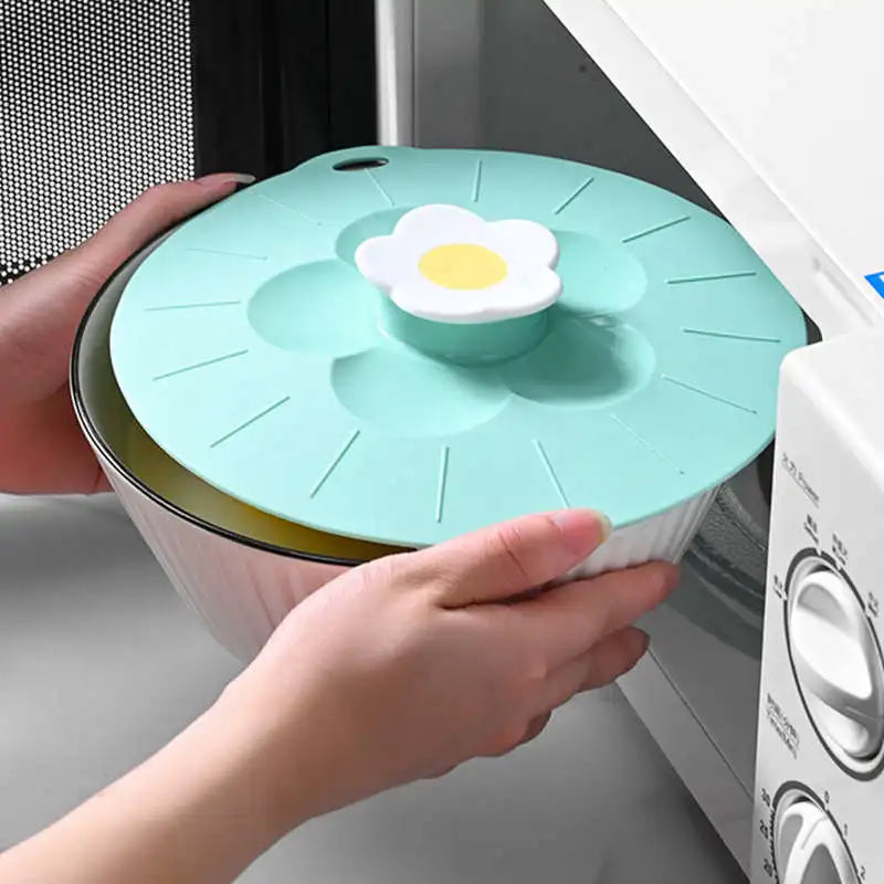 Silicone Flower Shape Handle Food Wrap Microwave Bowl Cover Dustproof Fresh Keeping Cooking Pot Pan Lid Reusable Kitchen Gadgets