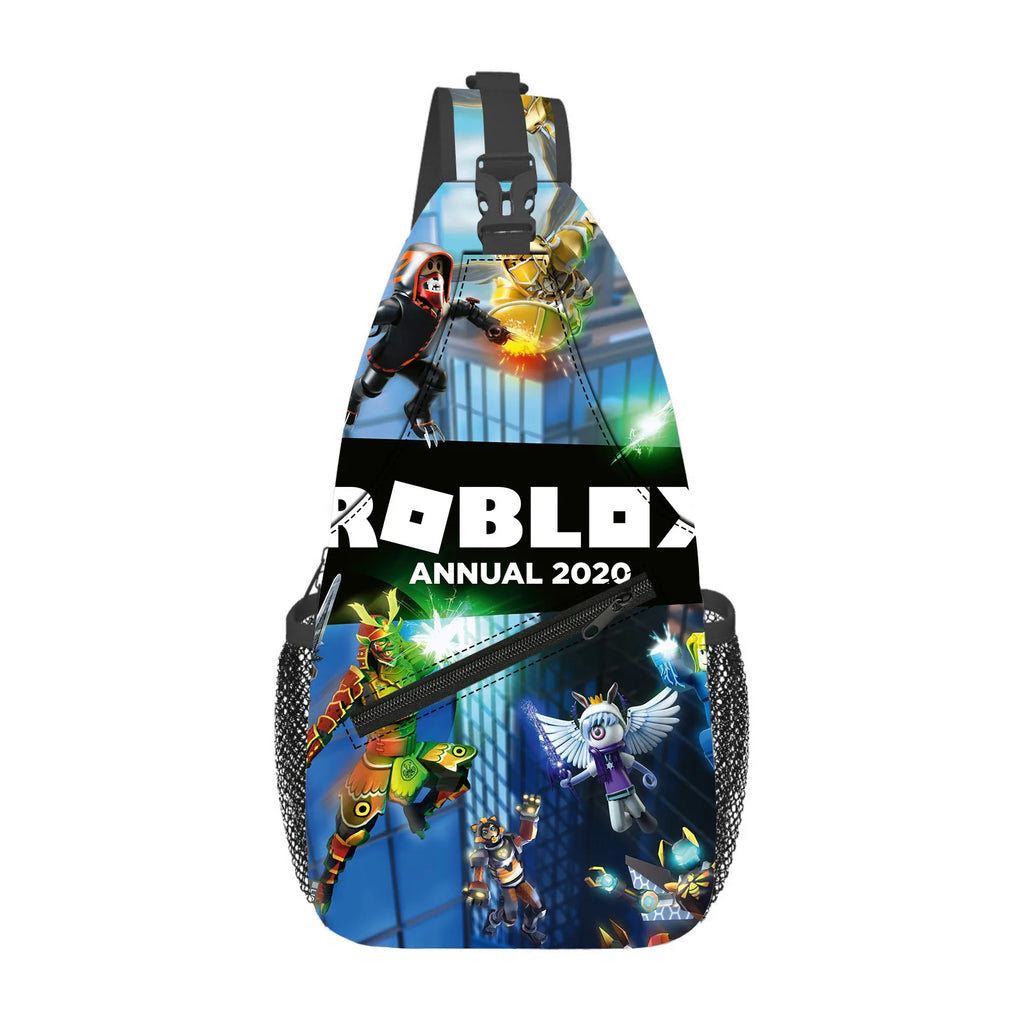 Roblox Shoulder Bag Virtual Gaming World Cartoon Print Sports Crossbody Bag 29*13*39cm Chest Bag