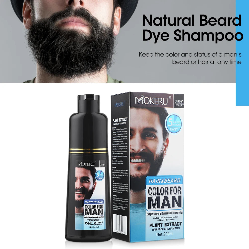 Natural Black Beard Dye Shampoo Permanent Long Lasting Beard Coloring For Men Removal White Grey Hair Color Cover Beard Care