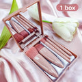 Makeup Brush Set With Mirror Case Portable Travel Cosmetic Brushes Soft Face Powder Foundation Eye Makeup Kit For Women
