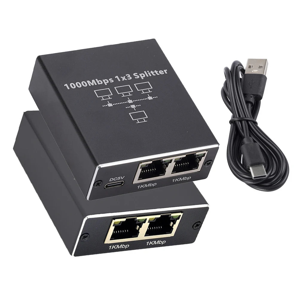 1000Mbps Ethernet Splitter Network Adapter RJ45 1X2 1X3 1X4 LAN Extender for PC Computer Router Switch Works At The Same Time