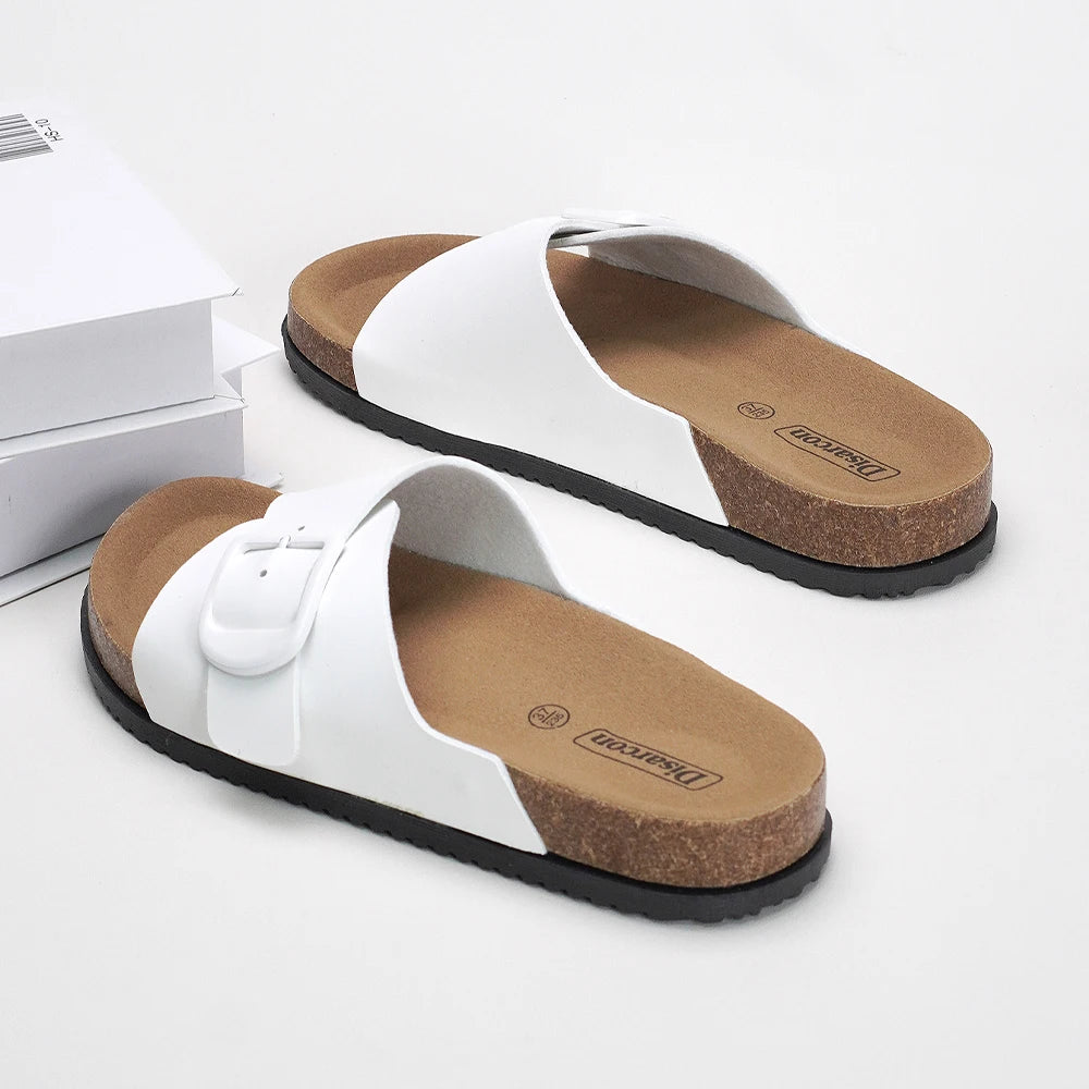 Cross-Strap Single-Strap Slippers for Women, Adjustable Buckle Sandals, Comfortable Flat Shoes for Outdoor Daily Use