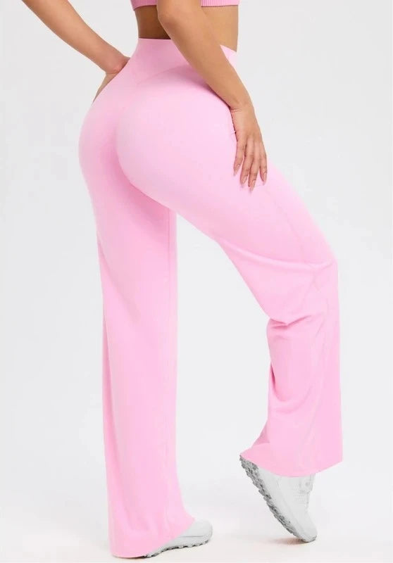 2026 C-B Women High Waist V Back Scrunch Straight Leg Yoga Pants Naked Feel Tummy Control Stretch Gym Pilates Sports Trousers