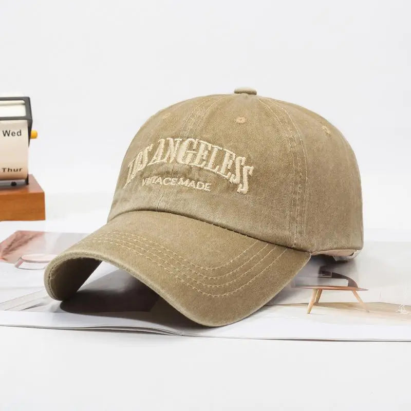 Retro Baseball Cap For Women Summer Washed Denim Letter Sun Hat Wide Brim Fashionable Duckbill Cap