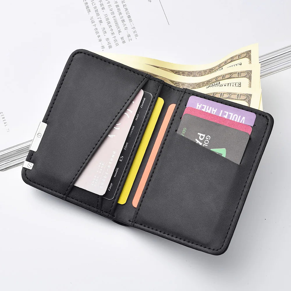 Men's Short Wallet, Featuring Multiple Card Slots, Card Holder, Double-fold Wallet, and a Fashionable Casual Men's Wallet.