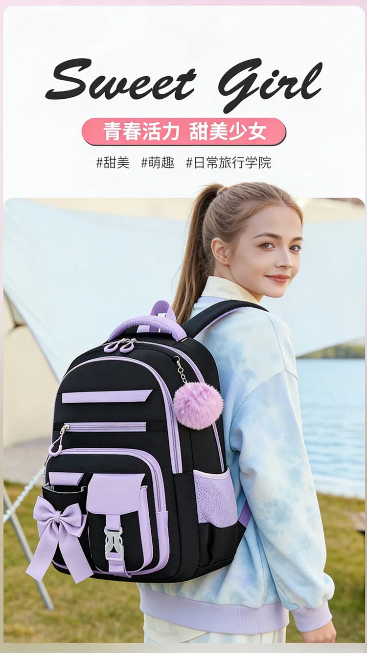 Cute Student Backpack 3pcs/set Primary Schoolbag Rabbits and Quicksand Kawaii Student Backpack Teenage Girls Handbag Rucksack