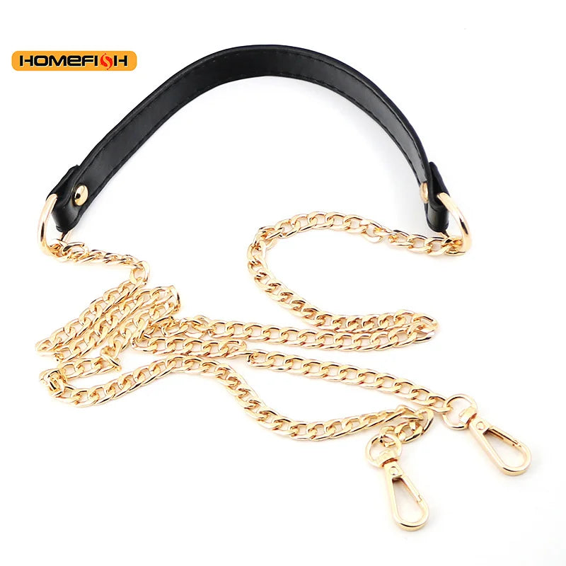 120CM Replacement Metal Bag Chain Strap, PU Leather Shoulder Strap For DIY Handbag Crossbody Bag Accessories
