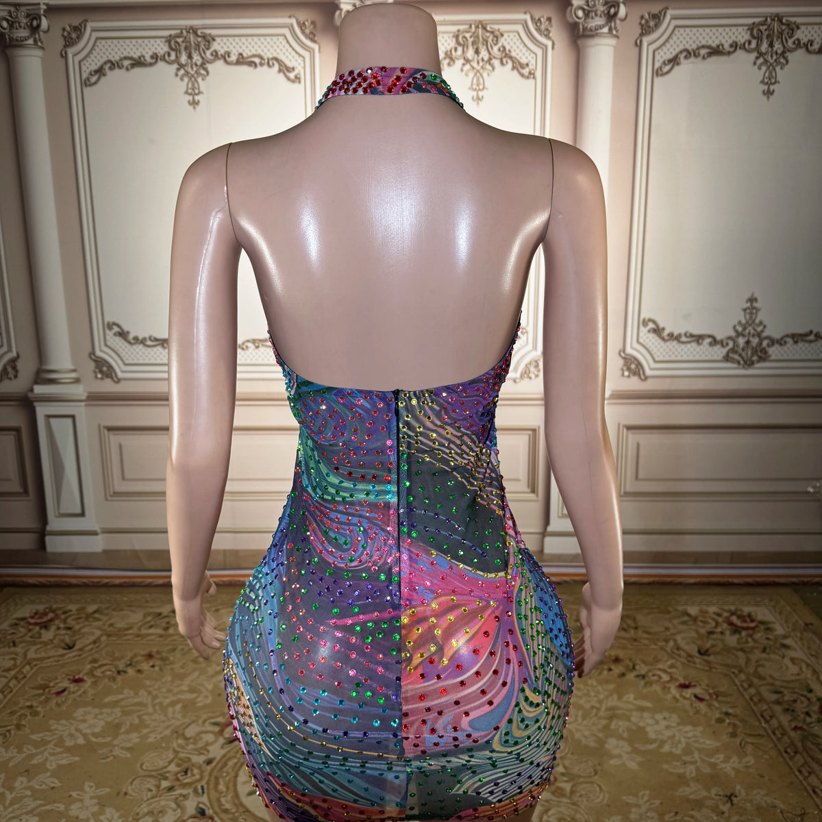 Floral Print Sexy Deep V-neck Halter Sleeveless Maxi Dress Stylish Dress Women's Backless Dress