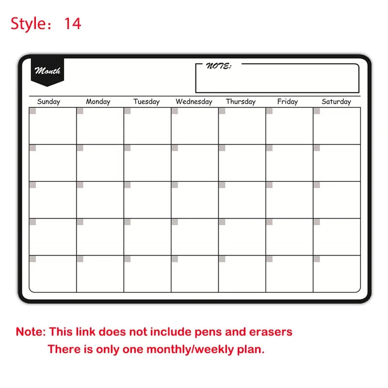 A3 Size Magnetic Dry Erase Weekly & Monthly Planner Whiteboard Blackboard Fridge Sticker Calendar