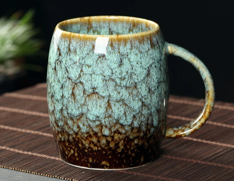 Japanese Style Coffee Cup Creative High-Capacity Kiln Change Ceramic Cup Vintage Household Office Drinkware Milk Mug Water Cup