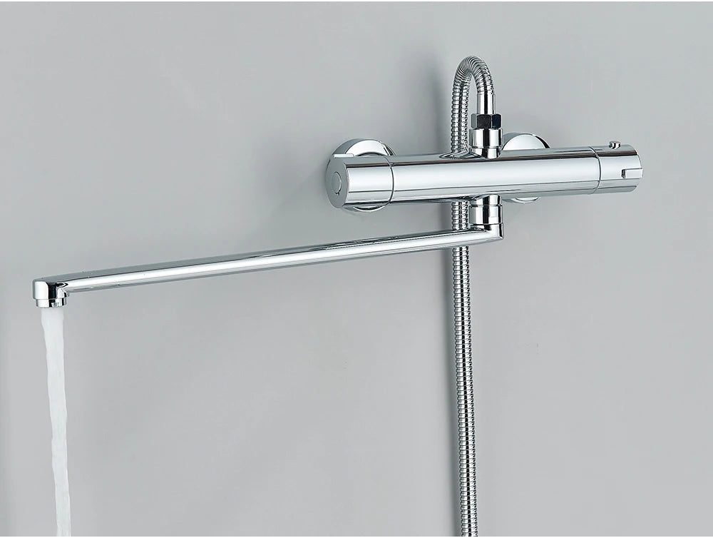 Chrome Thermostatic Shower Faucets Set Bathroom Thermostatic Mixer Tap Hot And Cold Bathroom Mixer Mixing Valve Bathtub Faucet