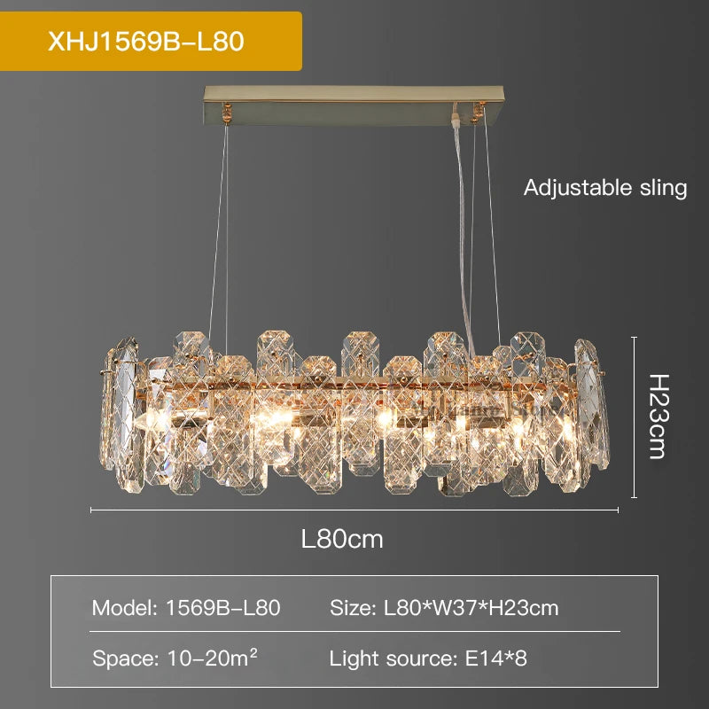 Postmodern Light Luxury LED Crystal Chandelier Atmosphere Dining Room High-end Home Bedroom Kitchen Living Room Pendant Lights