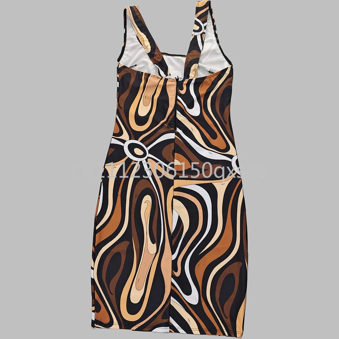 2026 Fashion Design Women's Brown Dresses with Letter Signature Logo Classic Brand Lady Skirts Beachwear Swimwear