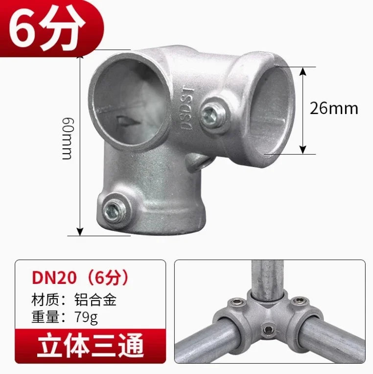 20/25mm Round Tube Pipe Joint Pipe Fitting Aluminum Alloy Steel Pipe Connectors DIY Clothes Hanger Plant Rack Shed