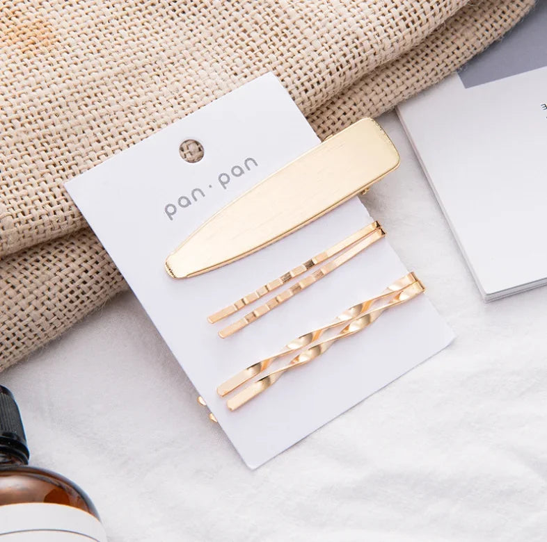 3Pcs/set Pearl Metal Gold Color Hair Clip Bobby Pin Barrette Hairband Hairpin Headdress Women Girls Lady Hair Styling Tool