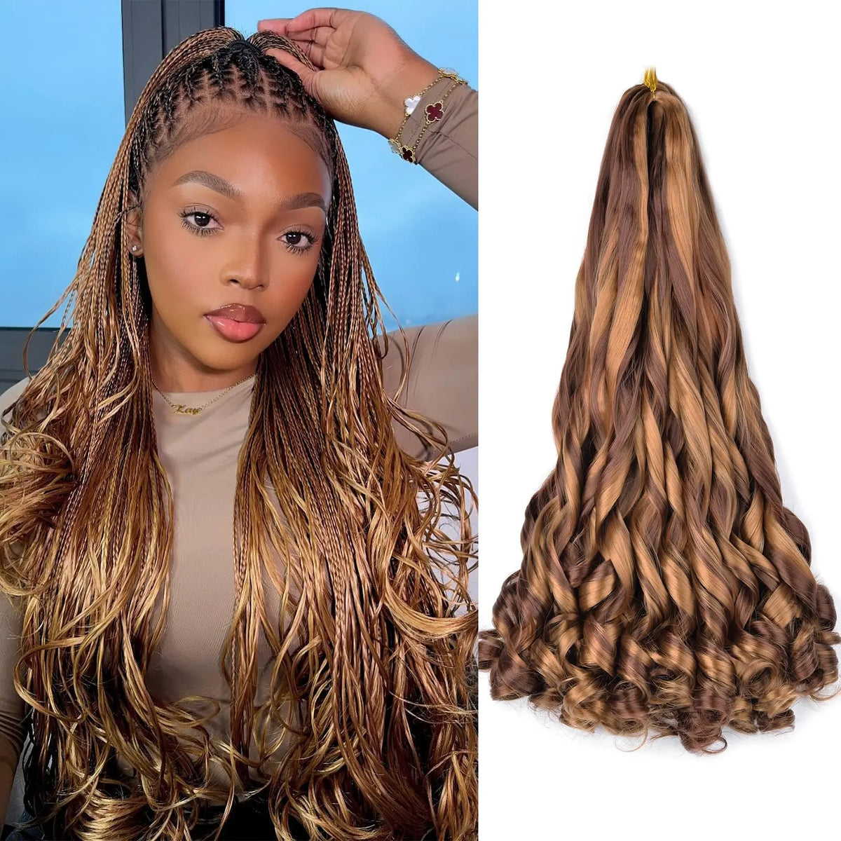 16Inch French Curls Braiding Hair Synthetic Spiral Curls Braids Hair Extensions Pre Stretched Loose Wave Braiding Hair For Women