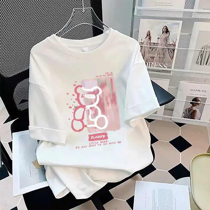 Loose Cotton Short Sleeve T-Shirt plus Size Men's Style Summer Top Comfortable Breathable Bottoming Shirt for plus Size Women