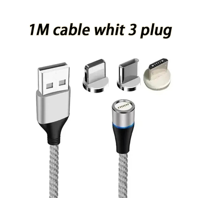 5A Super Fast Magnetizing Data Cable 3 In 1 Multi Function Mobile Phone Charging Cable For Iphone Android Huawei Typec Luminous