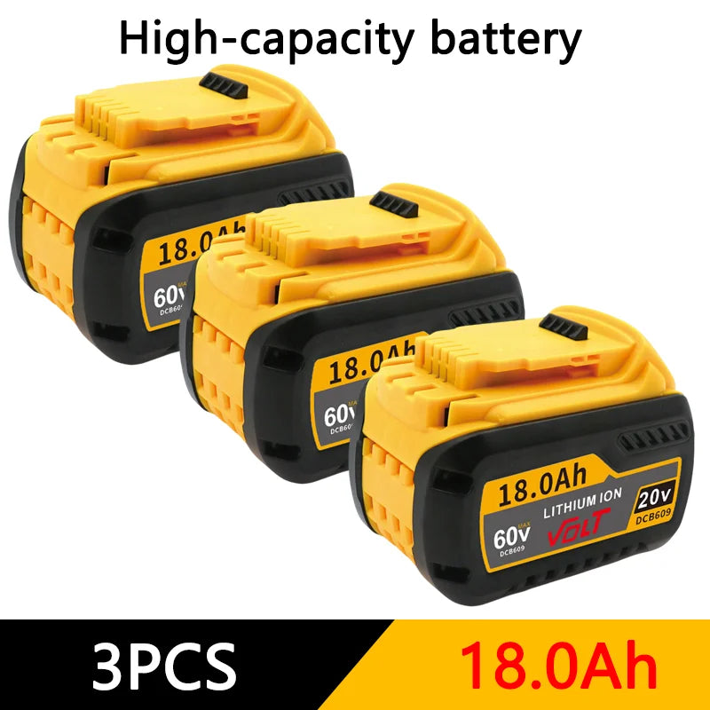 For DEWALT Battery 60V 9.0AH 12.0AH 18.0AH, Rechargeable Lithium-ion Battery, DCB609，DCB118，DCB606，Power Tool Battery