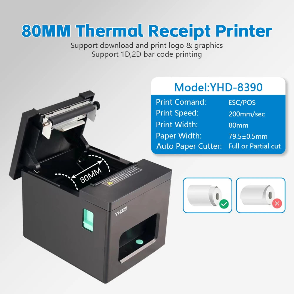 Thermal Receipt Printer CE ROHS Multi-Interface 80mm POS Thermal Ticket Printer with Auto Cutter
