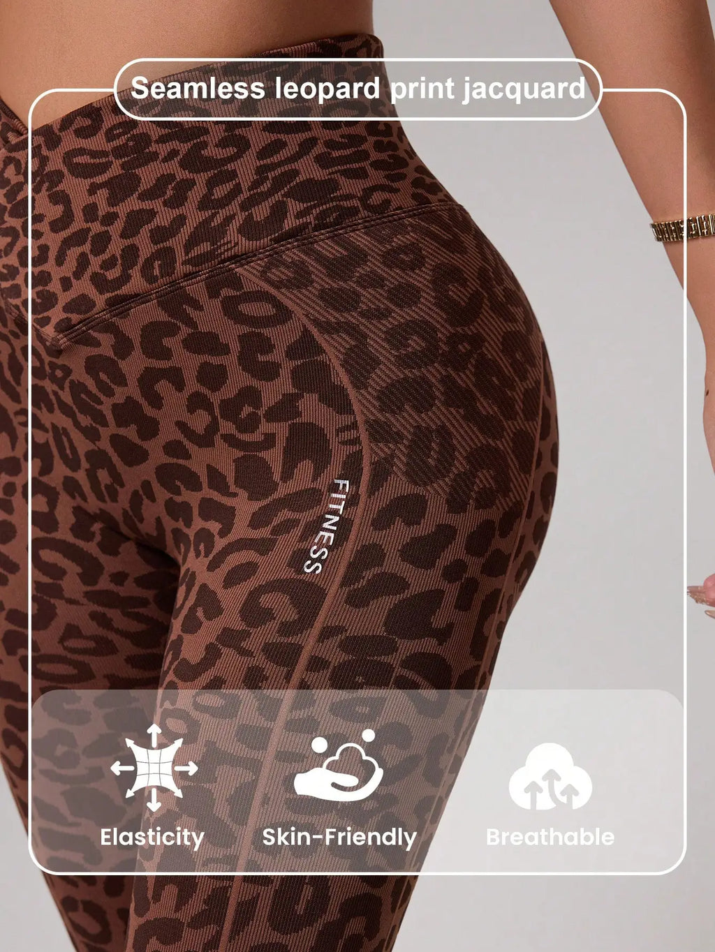 Women High Waist Leopard Print Seamless Yoga Leggings Cross V Waist Butt Lift Gym Workout Fitness Pants