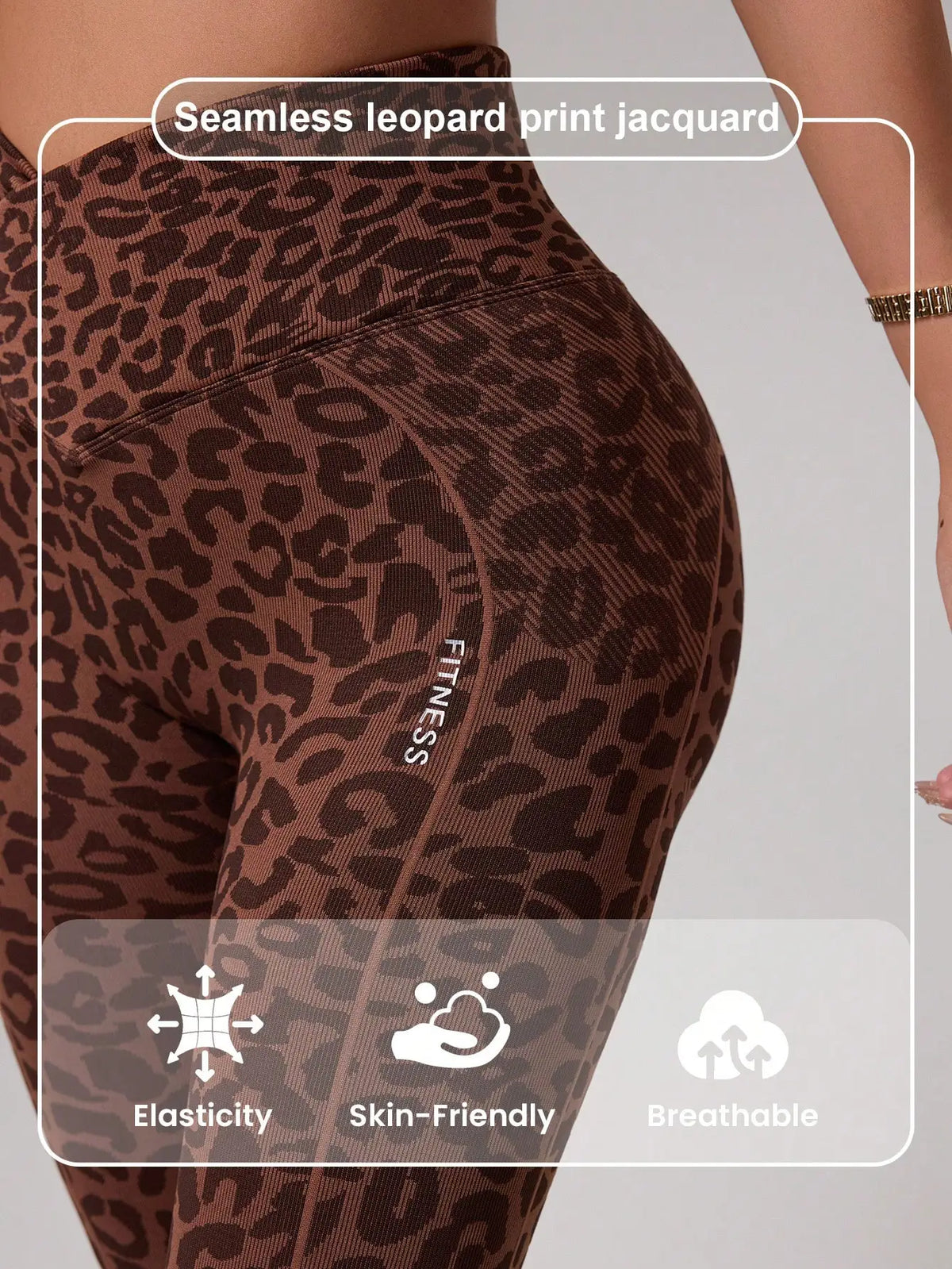 Women High Waist Leopard Print Seamless Yoga Leggings Cross V Waist Butt Lift Gym Workout Fitness Pants