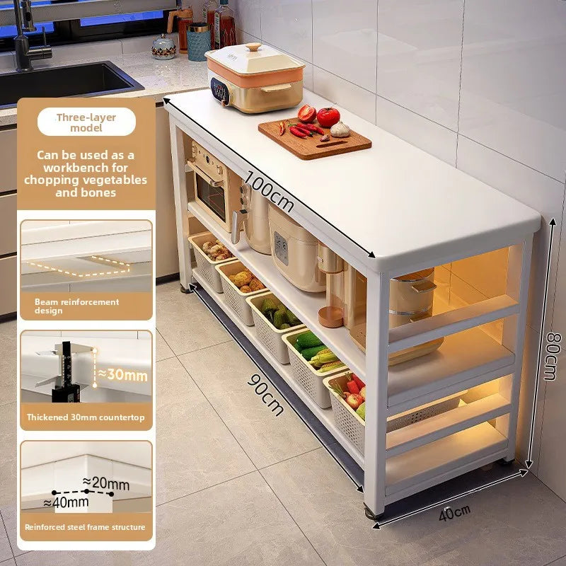 Kitchen Storage Shelf Metal Frame Organizer Stand for Microwave Oven Pantry Furniture for Home Dining Room Restaurant