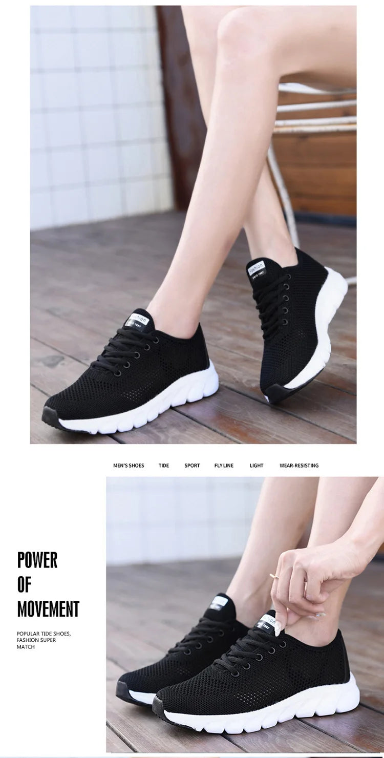 White Mesh Shoes Woman Summer Breathable Flat Sneakers Sports Tennis Shoes for Women Casual  Lightweight Running Shoes Ladies