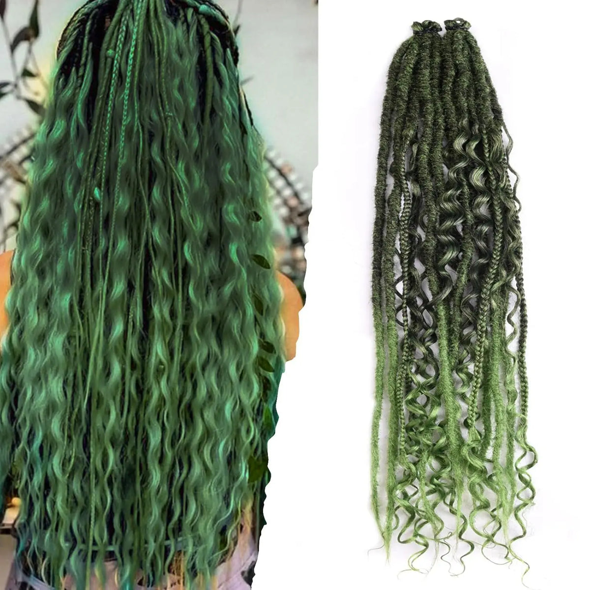 Synthetic SE Dreadlocs Braids Hair Extensions, 24 Inch 8 Strands/Lot 3 In 1 Mixed Hippie Style Single End Dreadslocks for Women